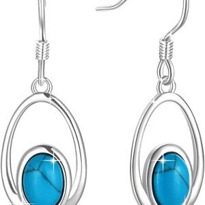 Moonstone/Opal/Turquoise Earrings for Women, 925 Sterling Silver Dangle Drop Ear